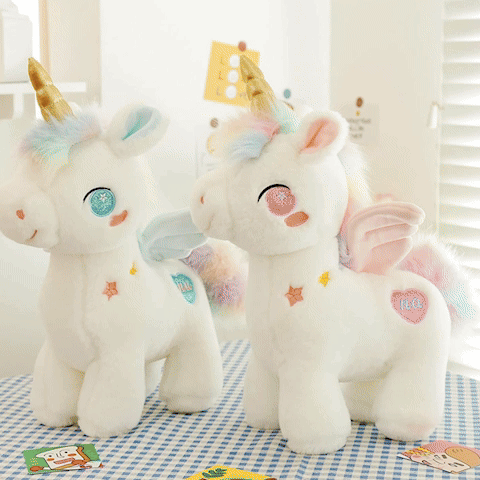 Licorne peluche bleu rose
