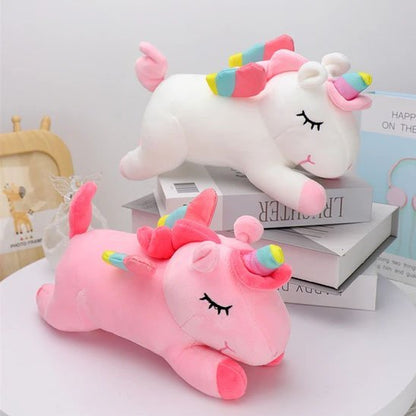 Licorne peluche rose blanc