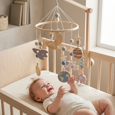 MOBILE BEBE EN BOIS astronaute lit