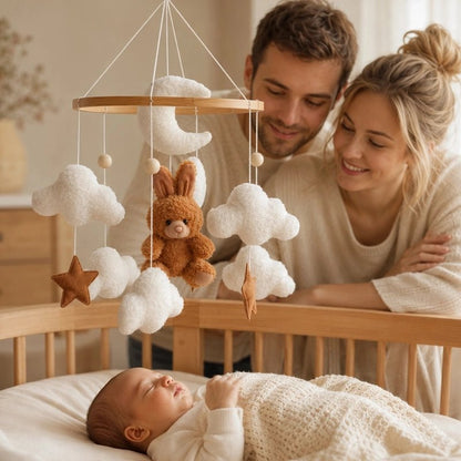 MOBILE BEBE EN BOIS lapin bruin