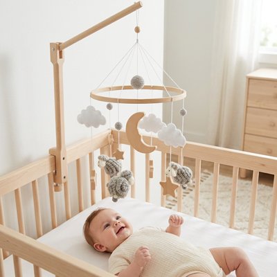 Mobile bébé Mouton gris enfant