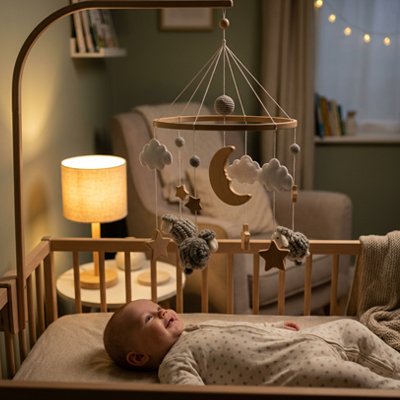 Mobile bébé Mouton gris