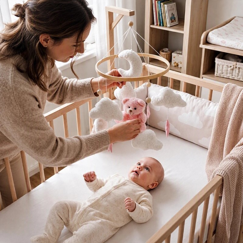 Mobile bébé ours rose