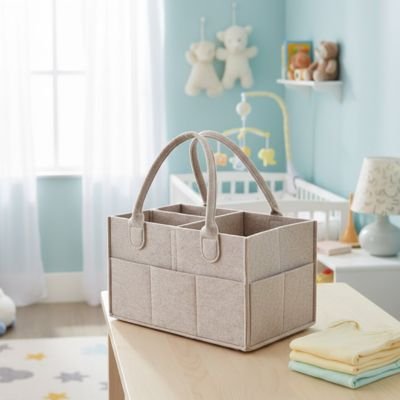 Panier de rangement bébé beige décoration