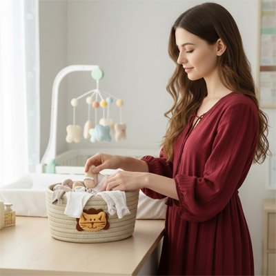 PANIER RFANGEMENT BEBE beige maman  chambre