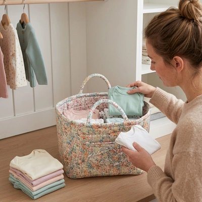 Panier rangement bébé | Organisateur tissu bebeloulou