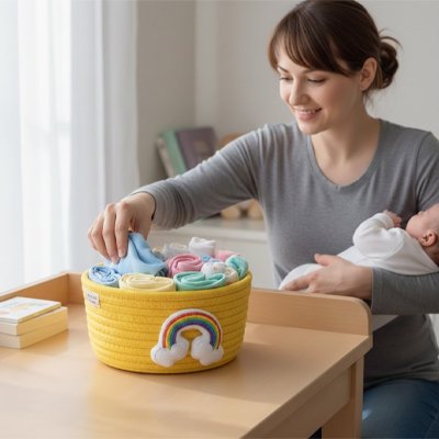 PANIER RFANGEMENT BEBE jaune maman