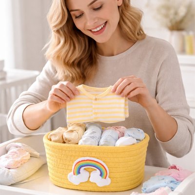 PANIER RFANGEMENT BEBE jaune