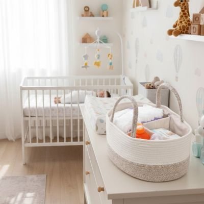 Panier rangement bébé kaki