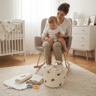 Panier rangement bébé ours maman