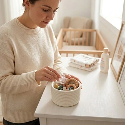 Panier rangement bébé  Pratique et Élégant blanc