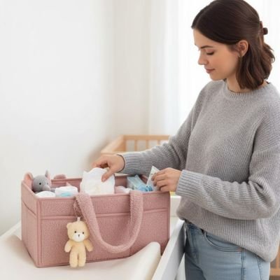 Panier rangement bébé rose maman