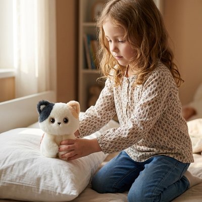 Peluche chat Kitty noir blanc