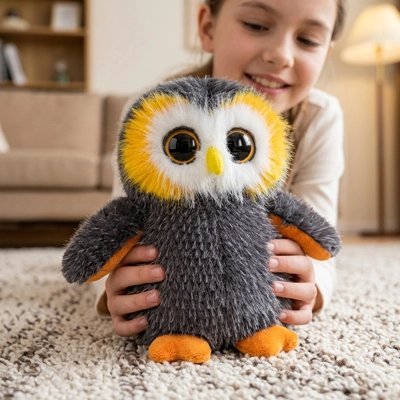 Peluche chouette Hibou gris