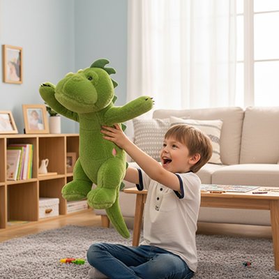 Peluche dinosaure vert garçon