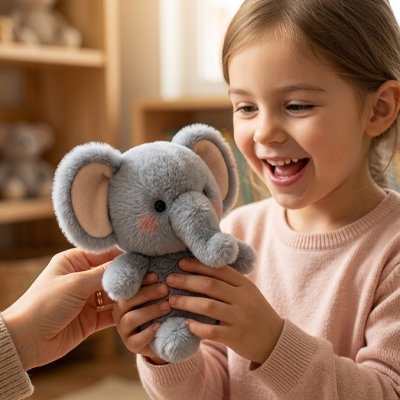 Peluche elephant Babar gris