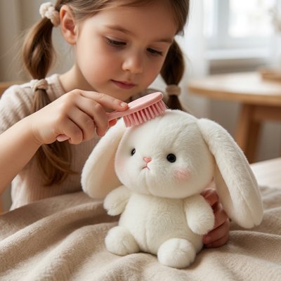 Peluche lapin Flocon blanc fille