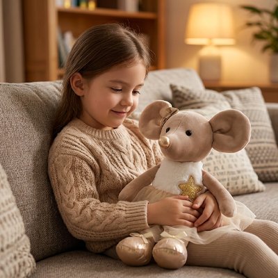 Peluche souris marron fille