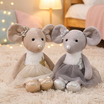 Peluche souris marron gris
