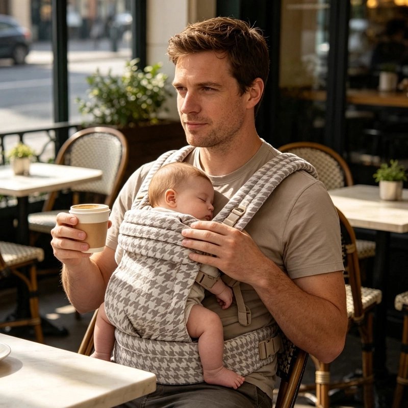 Porte bebe papa au restaurant