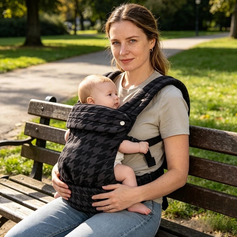 Porte bebe maman au parc