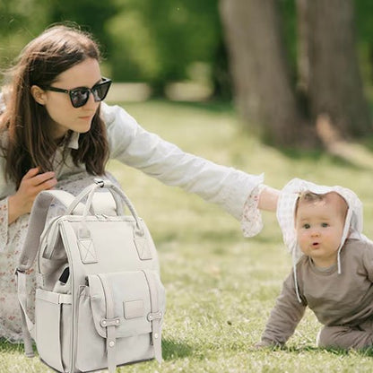 Sac a langer beige maman bébé parc