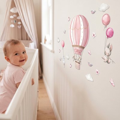 Stickers muraux  ballon Arc-en-Pastel 