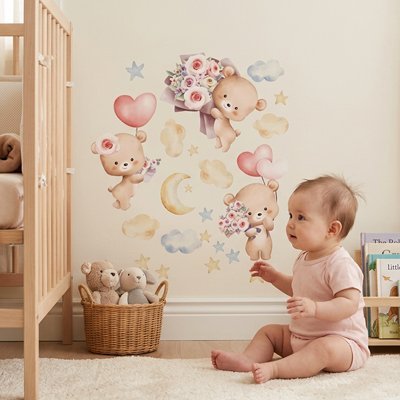Stickers muraux enfant ballon fille