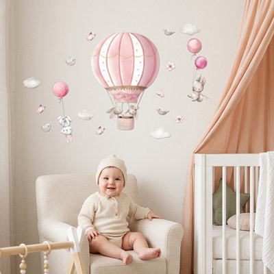 Stickers muraux ballon rose bébé