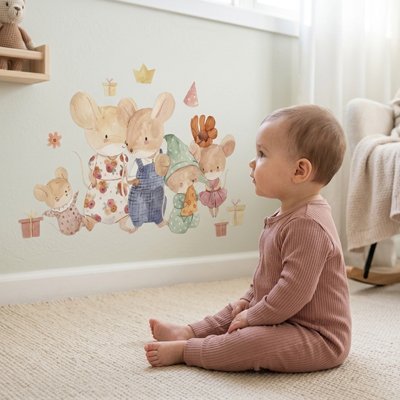Stickers muraux bébé enface mur