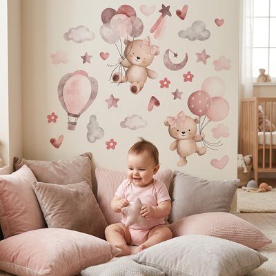 Stickers muraux enfant fille sur canapé