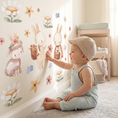 Stickers muraux chambre bébé lapin