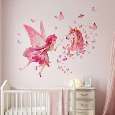 Stickers muraux chambre | Licorne et fée bebeloulou