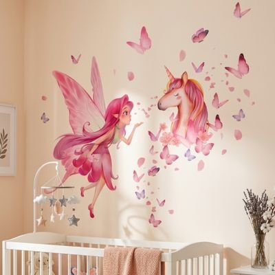 Stickers muraux chambre | Licorne et fée bebeloulou