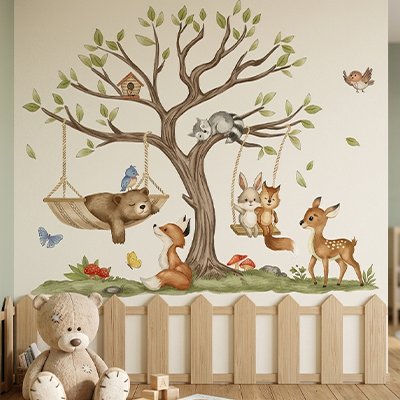 Stickers muraux chambre | Renard curieux bebeloulou