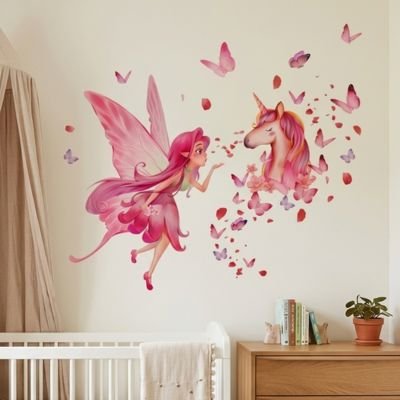 Stickers muraux chambre | Licorne et fée bebeloulou
