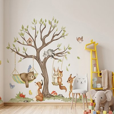 Stickers muraux chambre | Renard curieux bebeloulou