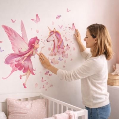 Stickers muraux chambre | Licorne et fée bebeloulou