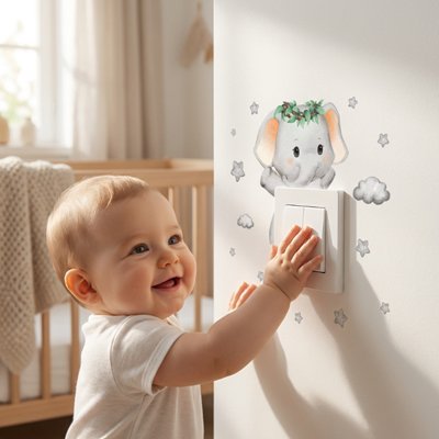 Stickers muraux enfant Éléphant gris