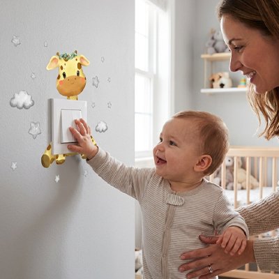 Stickers muraux enfant girafe maman bébé