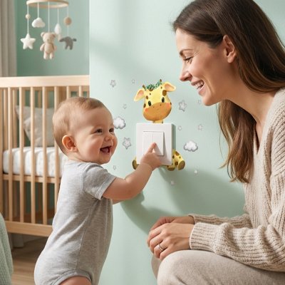 Stickers muraux enfant girae maman