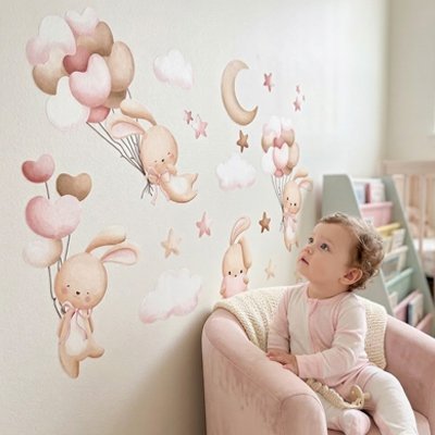Stickers muraux enfant lapin chambre