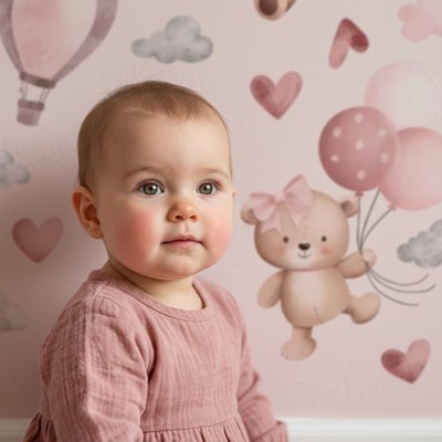Stickers muraux enfant petite fille rose