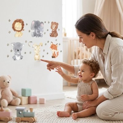 Stickers muraux enfant | Parade des animaux bebeloulou