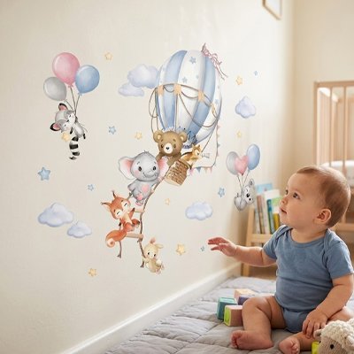 Stickers muraux montgolfiere