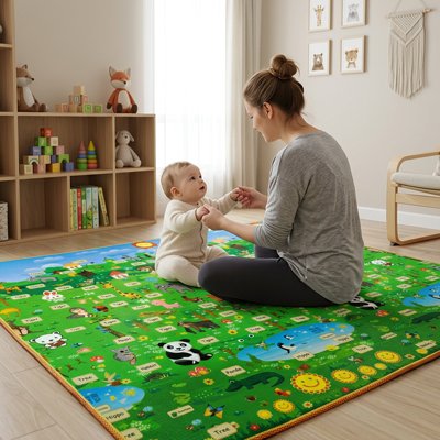 Tapis de sol bébé panda maman