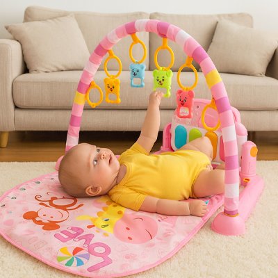 Tapis eveil bebe touche jouets 