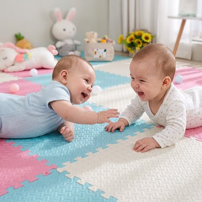 Tapis mousse puzzle Sécurisé Enfant bleu 