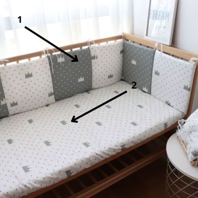 tour de lit bebe blanc et gris