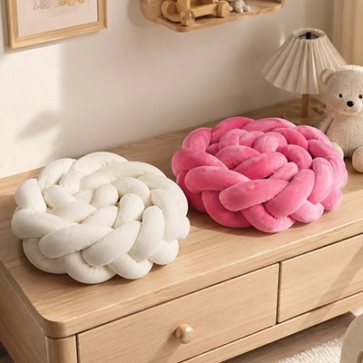 Tour de lit tresse blanc rose